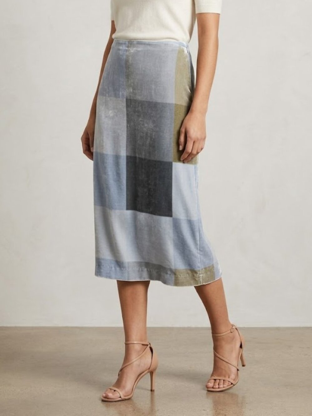 NWT Banana Republic Velvet Geometric Blue Purple Green Midi Skirt Size 8